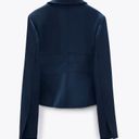 ZARA NWT  LIMITED EDITION Navy Blue Satin Blazer Photo 2