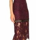 Alexis  Midi Lace Overlay Cut Out Dress Burgundy Purple Size M Photo 1