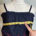 Arizona Jean Company NWT Navy Blue Chambray Red Embroidered Floral Ruched Crop Top Tank New Photo 3