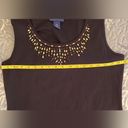 Karen Scott Black Scooped Embellished Sleeveless Top Photo 4