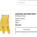 Revolve Endless Rose Yellow / Citron Open Weave Crochet Lace Midi Skirt - XS Photo 7