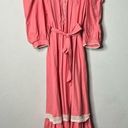 Hunter Bell NEW  Dress Puff Sleeve Lace Trim Bowen Quilted Pink Midi Dress Sz XS Photo 1