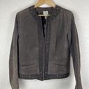 Chico's  Suede Leather Jacket Womens Size 1 US Size 8 Meduim Brown Piping Photo 0