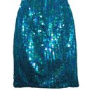 Vintage 90s Teal Sequin Mini Dress Concert Party Cocktail Sleeveless Mermaid Photo 1