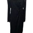 Baltic Born  Devlyn Pleated Midi Dress Black Shimmer V Neck Women’s Size L New Photo 2