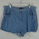 Pretty Little Thing  Light Wash Cutoff Denim Shorts Frayed 5 Pocket Jean High Rise Photo 0