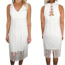 Bisou Bisou  White Lace V-Neck Lace Up Formal Mini Dress Size 8 Photo 1