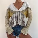 Free People Green White NWT Blouse Photo 0