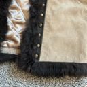 Arden B . Leather Suede Rabbit Fur trim vest studs boho bohemian Photo 7