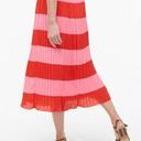 J.Crew  Factory Red & Pink Pleated Midi Skirt Striped | 10 Photo 1