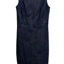 Badgley Mischka Collection Navy Shimmer Lace Sheath Dress Photo 0