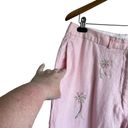 Saint Tropez West  Women Linen Crop Pants Palm Tree Print Size 16 Pink Beachy Photo 5