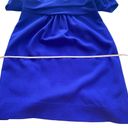 Carolina Herrera  Women's Blue V Neck Short Sleeve Draped Waist Wool Dress Sz 6 Photo 13