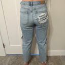 American Eagle AE Ripped Mom Jean- Blown Out Blue Photo 3