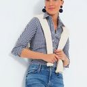 Tuckernuck  THE SHIRT BY ROCHELLE BEHRENS Navy Gingham Long Sleeve Icon Shirt L Photo 13