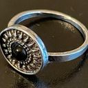 Onyx Vintage  stone silver plated ring size 6.5 Photo 2