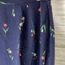 Vintage Myclothes Navy Tulip Floral Print Silk Maxi Skirt Size 12 Photo 2