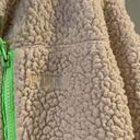 PINK - Victoria's Secret Pink VS Sherpa‎ Teddy Zip Up Jacket Coat Cream Tan Neon Green size small Photo 2