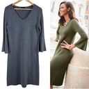 Talbots  Merino Wool Flounce Sleeve Sweater Dress Shift in Gray, Size Small Photo 1