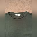 Mango olive green ribbed crop thick crew neck long sleeve Photo 1