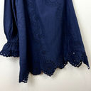 Hill House  Milla Linen Eyelet Mini One Shoulder Dress Womens Sz. Small Navy Blue Photo 12