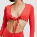 Good American  Size 2 / M Bright Poppy Red Sexy Boost Swim Top Long Sleeve Photo 0