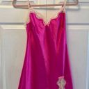 Victoria's Secret  Dress Womens XS Hot Pink Slip Lace Sleep Satin Sleeveless Photo 2