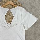 Abercrombie & Fitch  V-Neck Bodysuit Tie Front Smocked Linen Blend White Size XL Photo 8