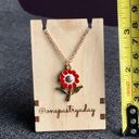 Wish Flower Make a  Fashion Necklace, Gold, Red Enamel Photo 9