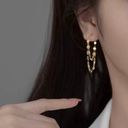 18K Gold Plated Gold Chain Tassel Dangle Drop Earrings for Women Photo 4