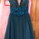 Faviana  Teal and Coffee Tule Ballgown Photo 2