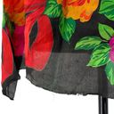 Liz Claiborne VTG  Floral Square Neck Scarf Black Red Pink Green Photo 5