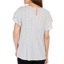 Adrianna Papell Size Large Ruffle Short Sleeve Flowy Business Casual Dotted Top Photo 1