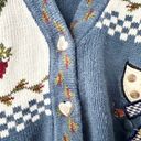 Quacker Factory  Vintage Blue Cottage Grandma Knit Heart Angels Miracles Cardigan Photo 5