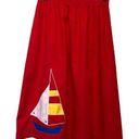 American Vintage Vintage 1970s Retro High Waist Sailboat Midi Skirt Applique Red Funky Boho Indie Photo 0