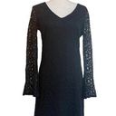 Laundry by Shelli Segal  Black Lace Cocktail Size 6 Sheath Bell Sleeves Classic Photo 0