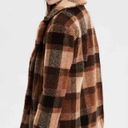 American Eagle  Outfitters Plaid Teddy Full Coat Oversize Brown Tan Lined Size L Photo 10