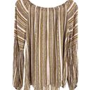 Doe & Rae  Soft Flowy Multi-Stripe Gauze Artsy Long Sleeve‎ Shirt Top Large Photo 6