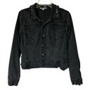 CAbi Jeans Denim Jean Jacket Beaded Rhinestone Bling Collar Black size medium Photo 0