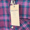 Thread and Supply NWT  Relaxed Plaid Flannel Buttondown Shirt Wine Size XS NEW Photo 4