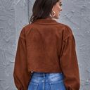 Cropped Flannel Jacket Brown Photo 1