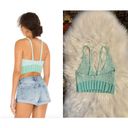 Free People  Crochet Knit Brami Tank Top | Mint / Ivory Combo | XS Photo 9