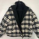 American Eagle  Reversible Women’s Puffer Jacket Black Plaid Size Medium Photo 4