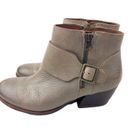 Kork-Ease * Isa Taupe Leather Booties Womens Size 6.5 Moto Buckle Zip Strap Boots Photo 5