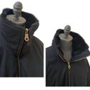 Andrew Marc  Black Faux Fur Trim Zip Belted Jacket Size Small Photo 5