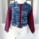 Free People  Bomber Jacket, Chambray Navy Electric Cotton Linen Denim Size S NWT Photo 9