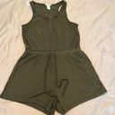 Shosho army green drawstring waist sleeveless romper pockets summer Photo 0