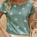 Daisy Floral  Print Crew Neck Short Sleeve Blouse. Photo 0