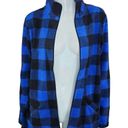 Denim & Co . Printed Fleece Zip Front Long Sleeve Jacket Pockets Lapis Blue Small Photo 3