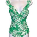 Profile  modern white and green tropical floral design one piece! New Photo 0